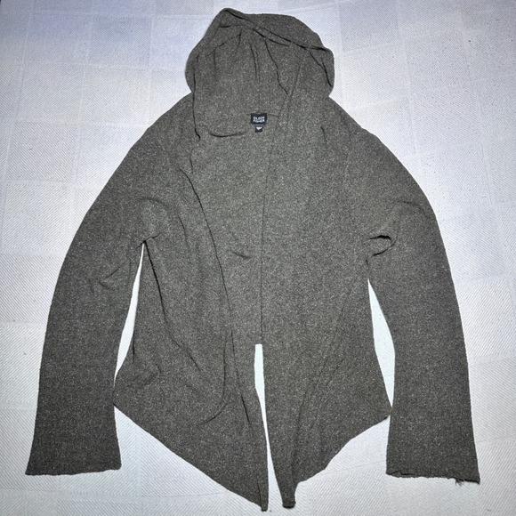 Eileen Fisher Sweaters - Eileen Fisher Cardigan Womens Large Silk Blend Marled Hooded Open Lagenlook